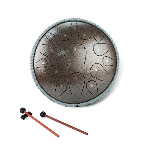 Image of ID 1375547235 Steel Tongue Drum 13 Inch 15 Notes D Key Percussion Instrument Portable Balmy Drum with Drum Mallets Handpan Drum