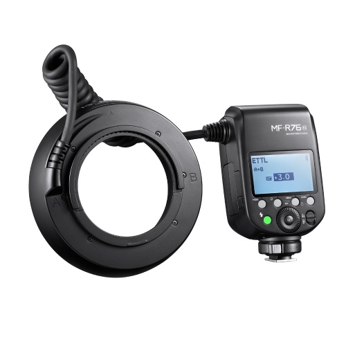Image of ID 1375547816 Godox MF-R76N i-TTL Macro Ring Flash Light GN14 10 Levels Adjustable Brightness with 8pcs Adapter Ring Large Capacity Battery Replacement for Nikon Camera