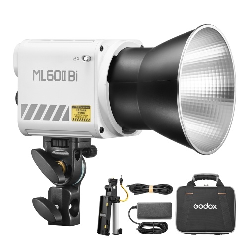 Image of ID 1375548491 GODOX ML60II Bi Kit 70W Video Light Kit Bi-Color Photography Light with Battery Handle Standar Reflector Bracket and 1/4 Adapter