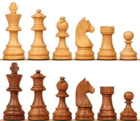 Image of ID 1375710412 The Queen's Gambit Chess Set with Golden Rosewood & Boxwood Pieces - 375" King
