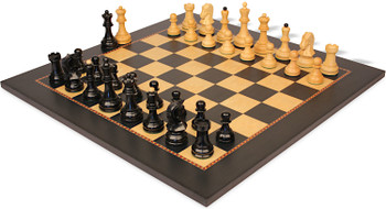 Image of ID 1377679266 Dubrovnik Series Chess Set Ebonized & Boxwood Pieces with The Queen's Gambit Board - 39" King