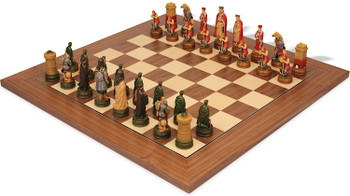 Image of ID 1377679299 The Story of Camelot Theme Chess Set with Walnut & Maple Deluxe  Board