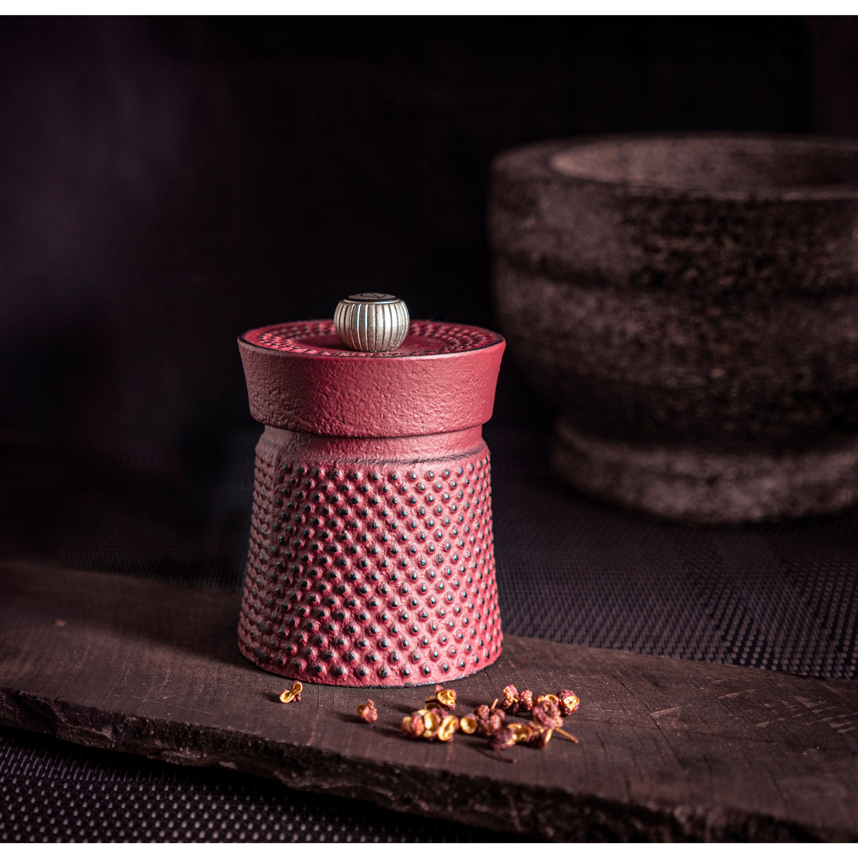 Image of ID 1379681129 Peugeot Bali Fonte Cast Iron Pepper Mill Red