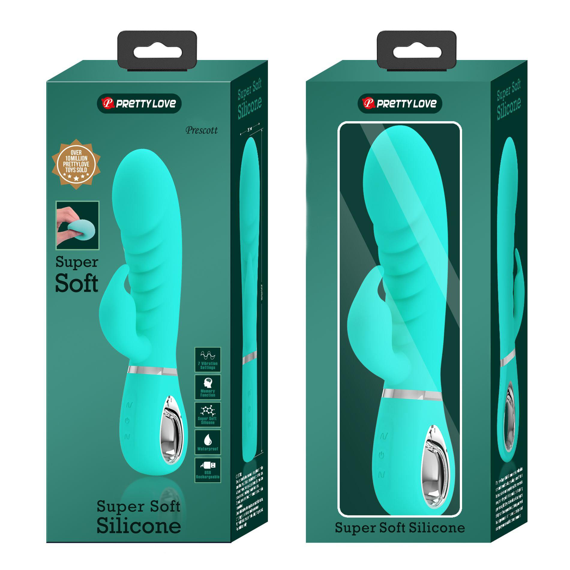 Image of ID 1379779527 Prescott Super Soft Rabbit Silicone Vibrator -  Teal