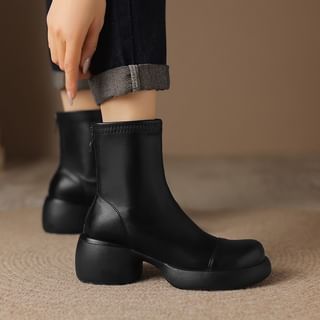 Image of ID 1382458647 Faux Leather Platform Round Heel Short Boots