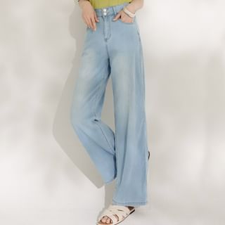 Image of ID 1382517036 High Waist Washed Wide Leg Jeans