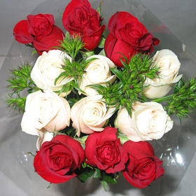 Image of ID 495070602 8 Dozen Red/White Roses
