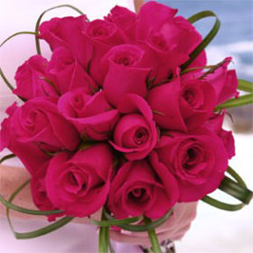 Image of ID 495071178 Dark Pink Roses Bridal Bouquet