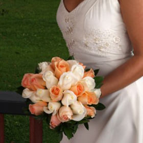 Image of ID 495071321 Peach Roses Bridal Bouquet