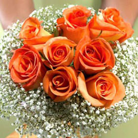 Image of ID 495071338 6 Bridal Bouquet Orange Roses
