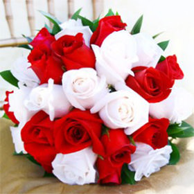 Image of ID 495071488 Red/White Roses Bridal Bouquet