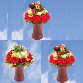 Image of ID 495071794 3 Christmas Bouquets with Vase