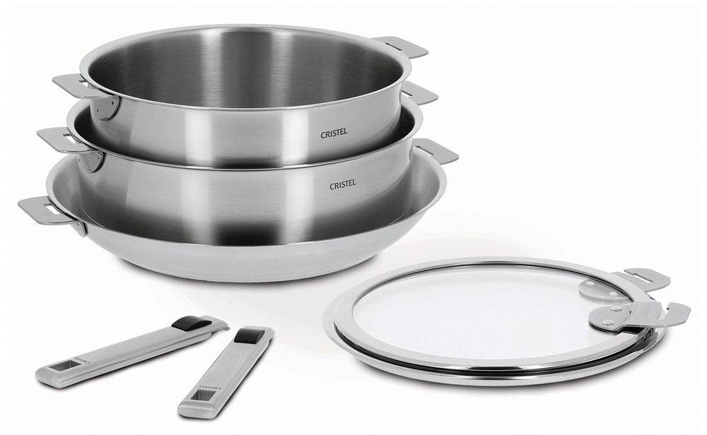 Image of ID 523449552 Cristel Strate L Brushed Stainless 7-Piece Cookware Set Removable Handles