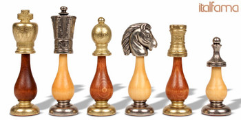 Image of ID 561765725 Large Italian Arabesque Staunton Metal & Wood Chess Set by Italfama