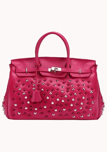 Image of ID 635501292 H World Cowhide Leather Studded Bag Pink