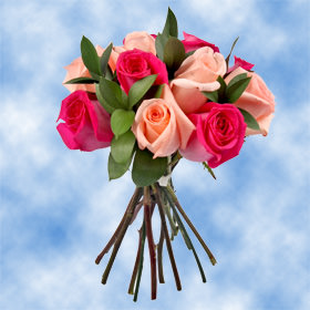 Image of ID 687576993 14 Bouquets Roses & Ruscus