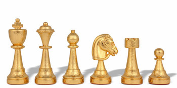 Image of ID 876646282 Italian Arabesque Staunton Gold & Silver Chess Set with Alabaster Chess Case