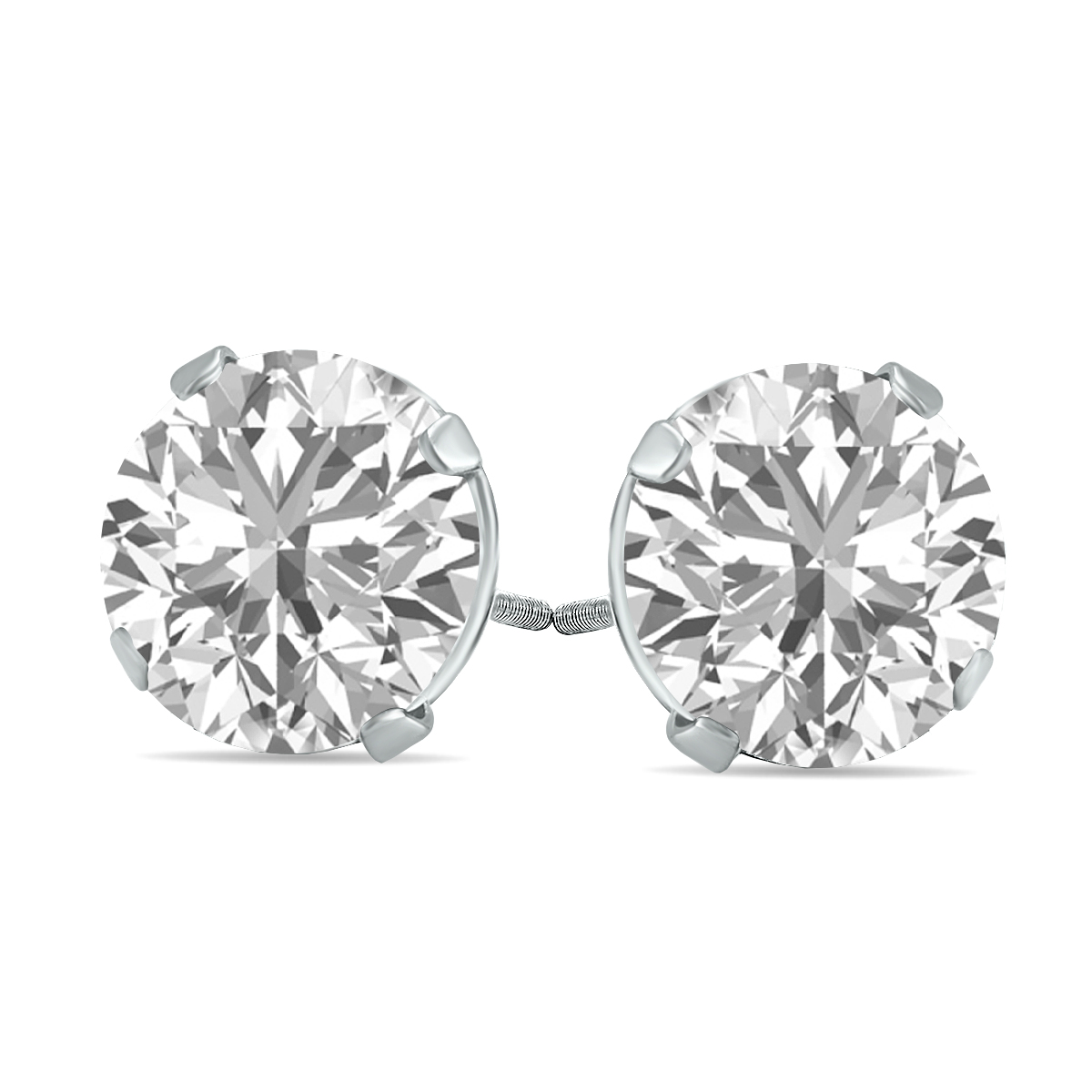 Image of IGI Certified Lab Grown 2 Carat Total Weight Diamond Solitaire Earrings in 14K White Gold (I Color SI2 Clarity)