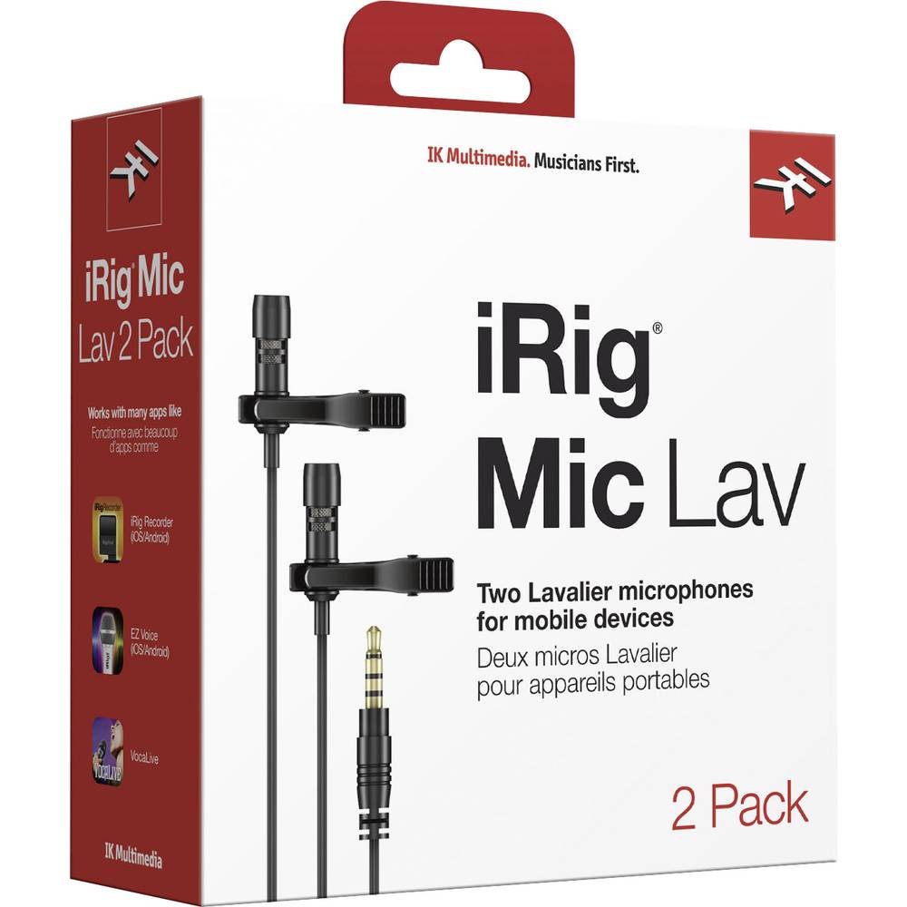 Image of IK Multimedia iRig Mic Lav 2 Clip Mobile phone microphone Transfer type (details):Corded incl clip incl bag incl
