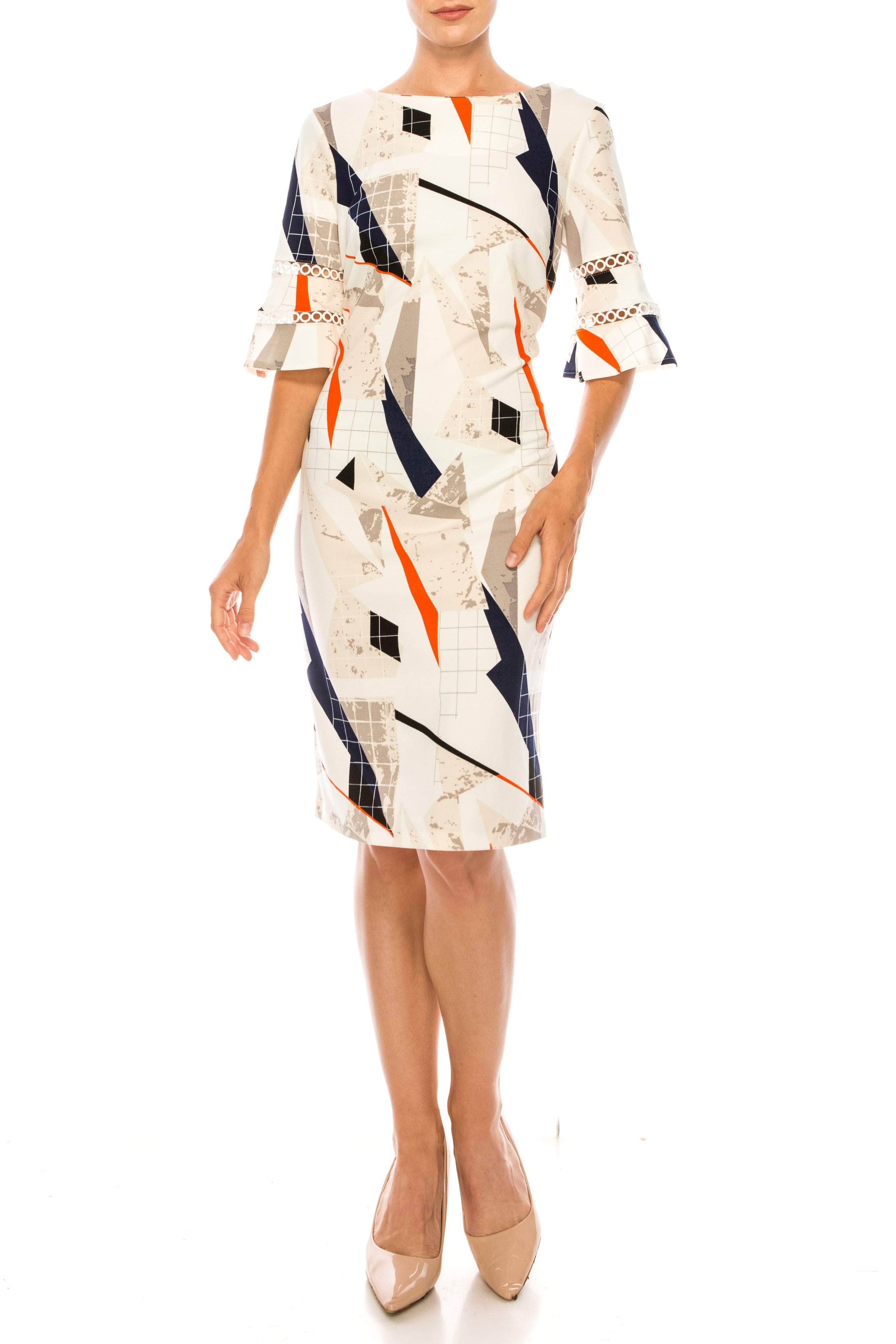 Image of ILE Clothing SCP5901RE - Bell Sleeve Print Dress