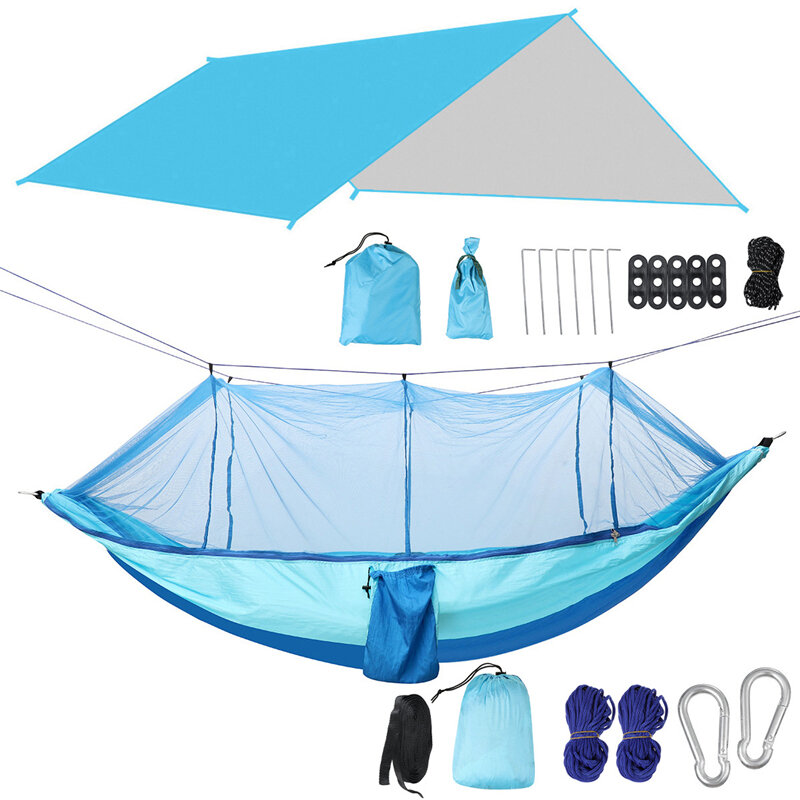 Image of IPRee® 1-2 Person Camping Hammock+Mosquito Net Mesh+Rain Tarp Cover Sleeping Bed Swing Chair Outdoor Hunting Climbing