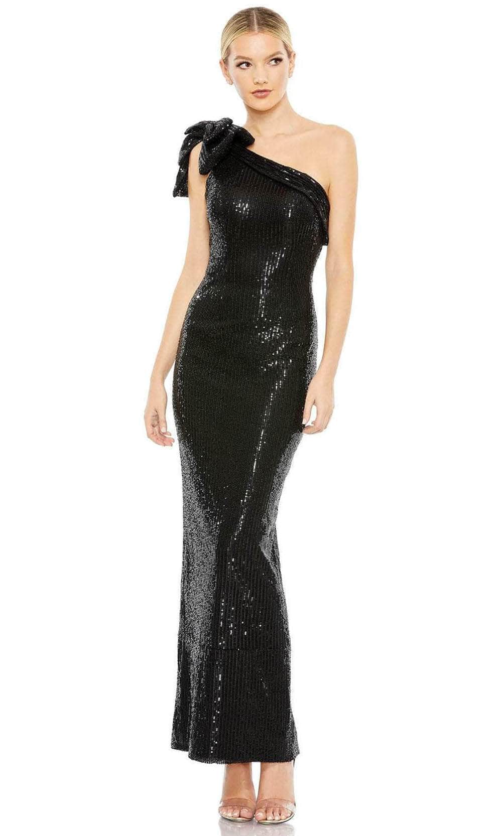 Image of Ieena Duggal 11283 - Bow Ornate Sequin Evening Dress