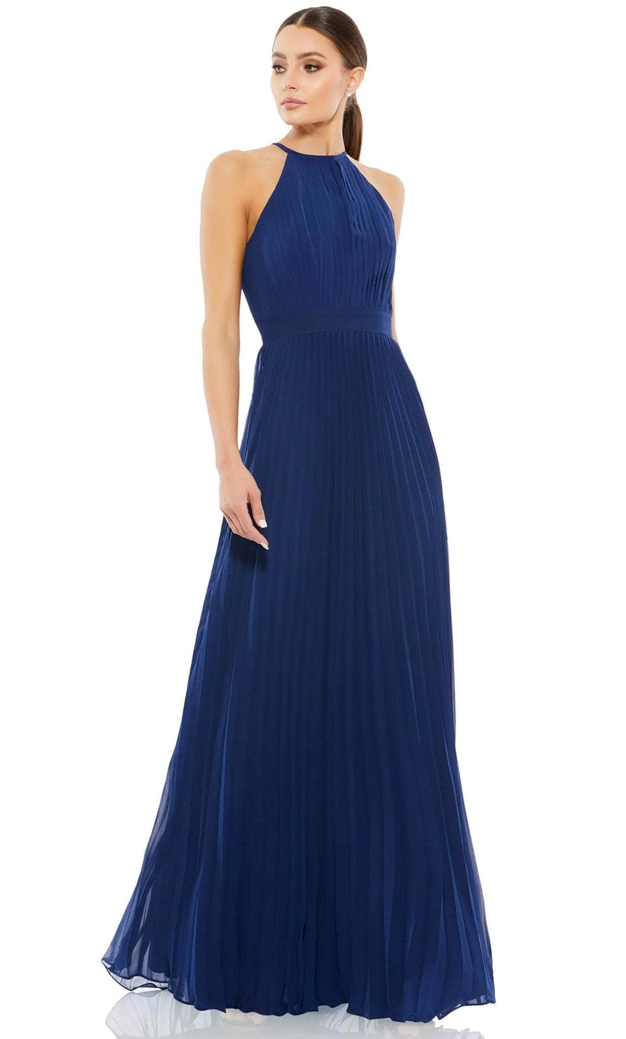 Image of Ieena Duggal 12496 - Halter Pleated Evening Gown