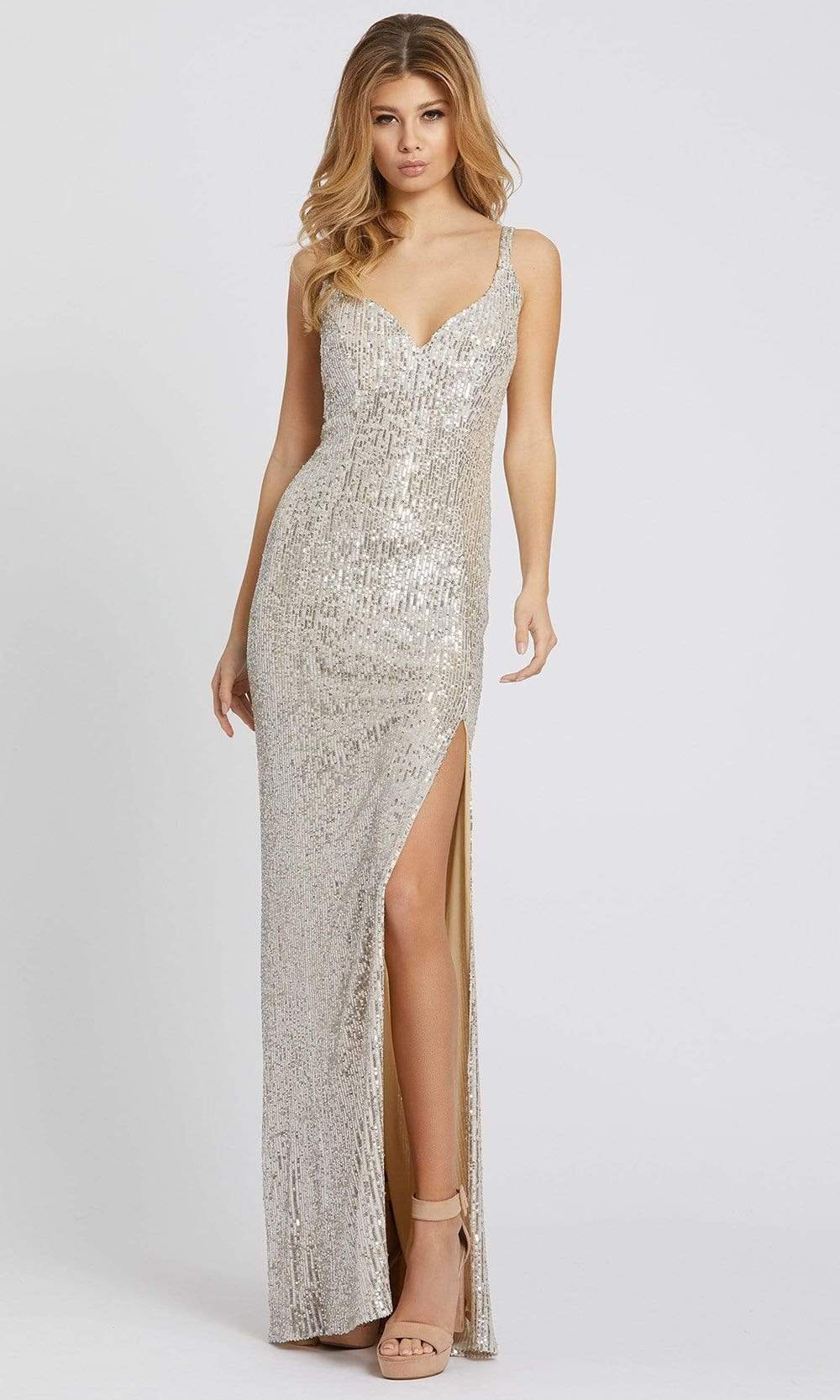 Image of Ieena Duggal - 26443 Sleeveless High Slit Sequin Long Prom Gown