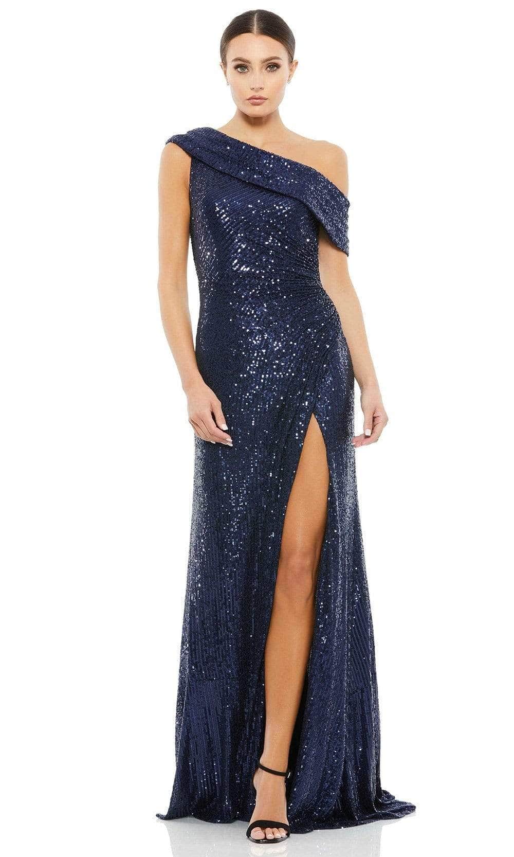 Image of Ieena Duggal - 26550I Draped One Shoulder Sequined Gown