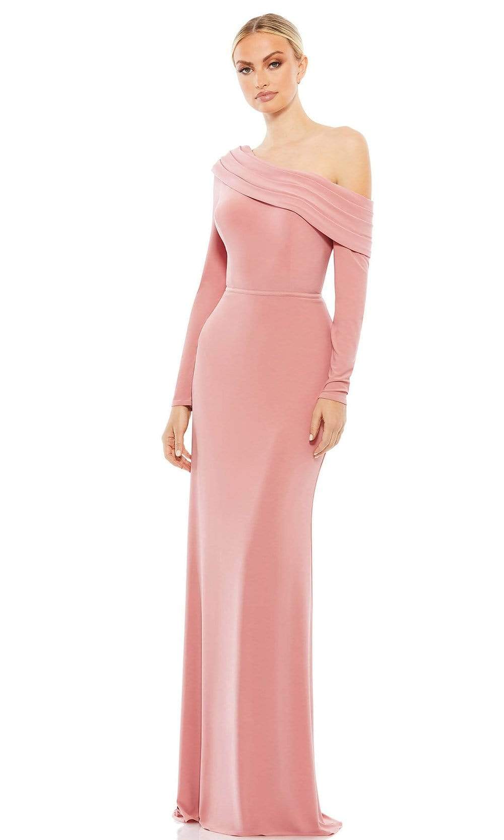 Image of Ieena Duggal - 26595I Pleated Asymmetric Crepe Gown