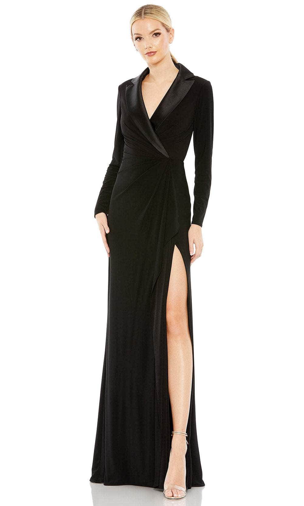 Image of Ieena Duggal 26731 - Faux Tuxedo Long Sleeve Evening Dress