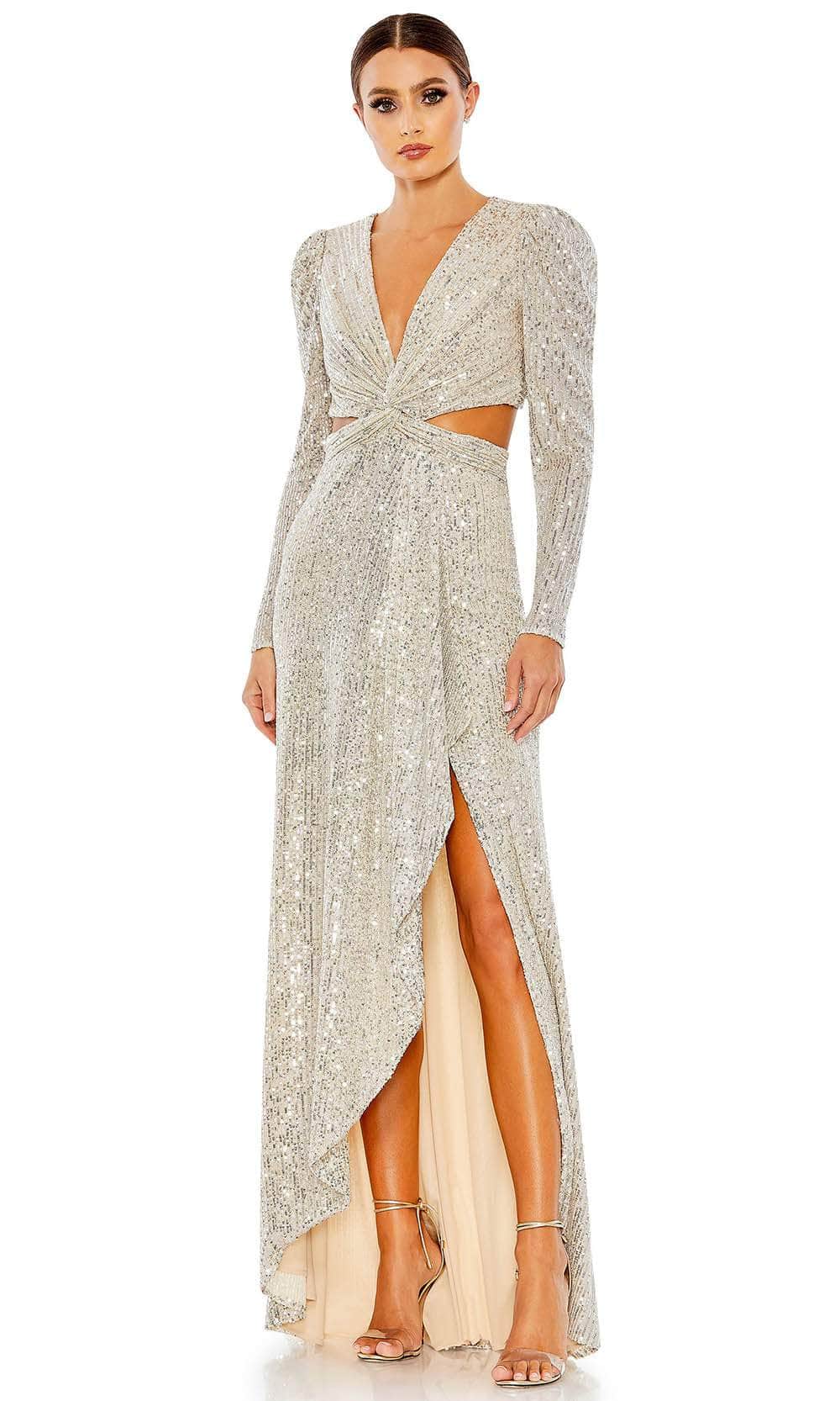 Image of Ieena Duggal 26739 - Long-Sleeved Sequined Evening Gown