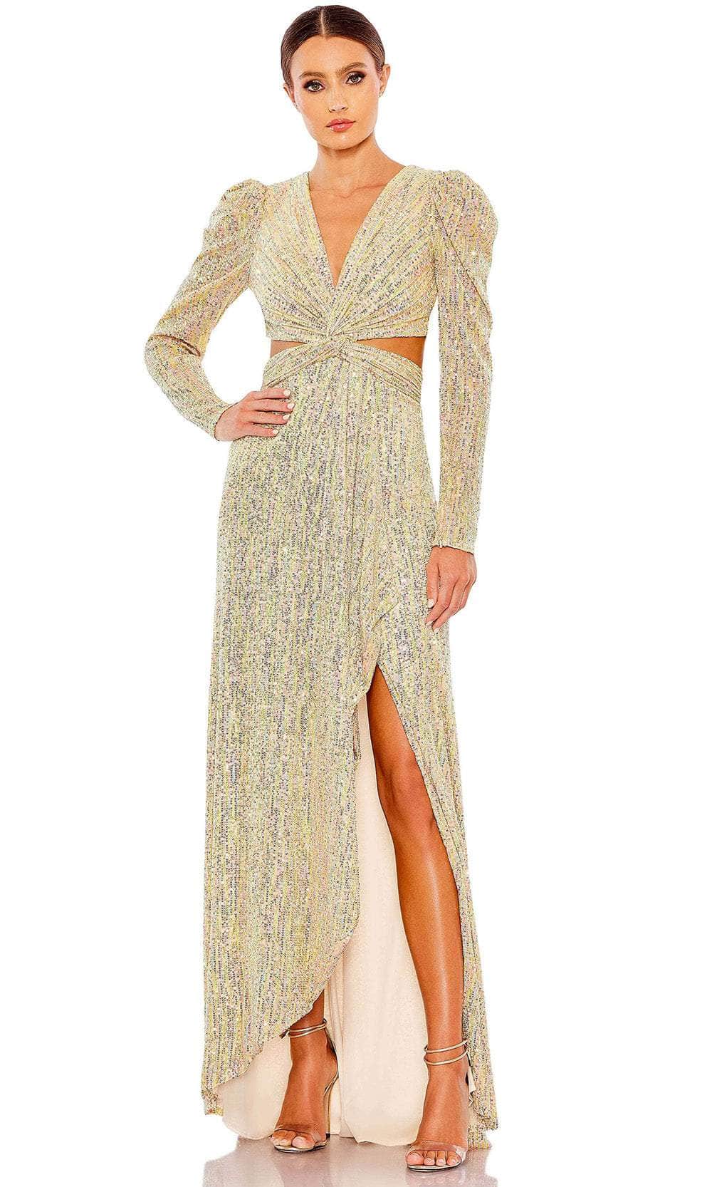 Image of Ieena Duggal 27050 - Puff Sleeve Sequin Evening Dress