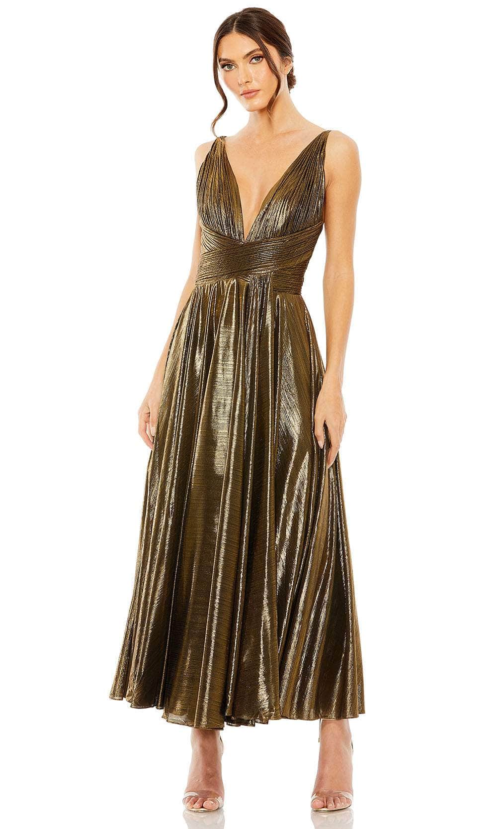 Image of Ieena Duggal 30761 - Metallic Plunging V-Neck Prom Gown