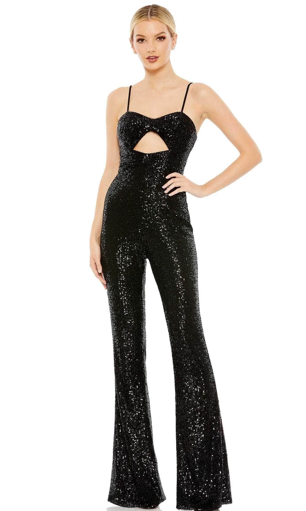 Image of Ieena Duggal 42017 - Sequined Cutout Formal Jumpsuit