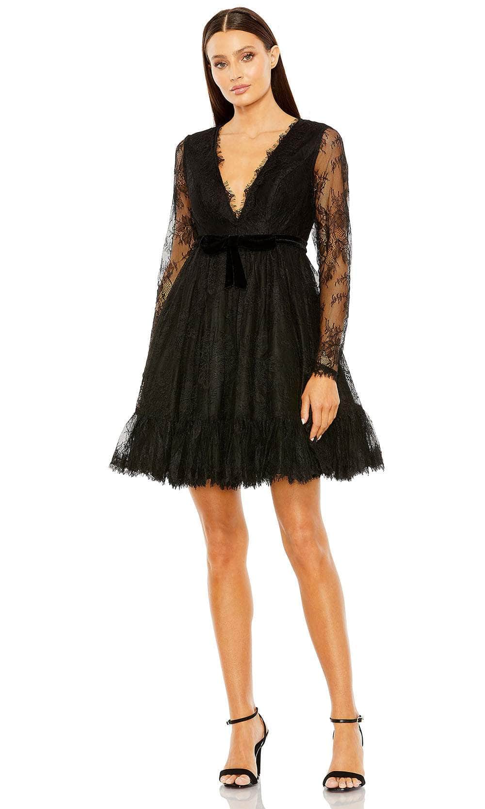 Image of Ieena Duggal 49794 - Lace Deep V-Neck Cocktail Dress