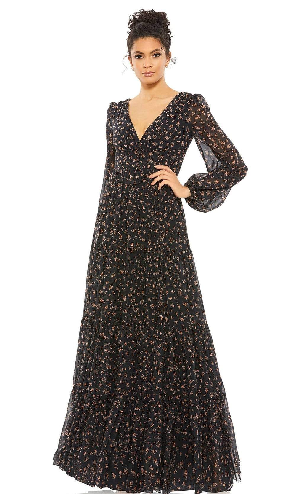 Image of Ieena Duggal - 55431I V-Neck Empire A-Line Dress
