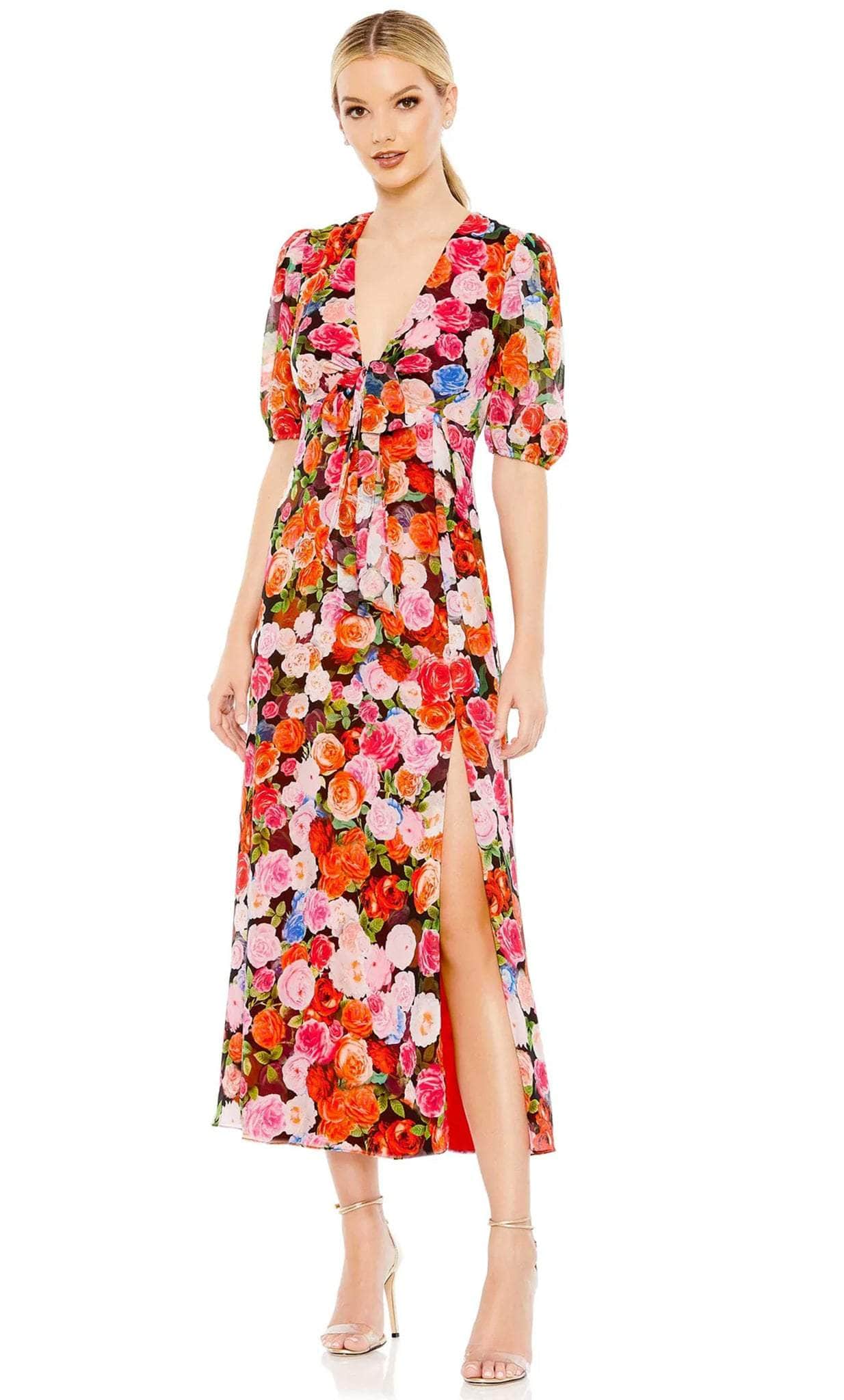 Image of Ieena Duggal 55626 - Floral Print Chiffon Dress