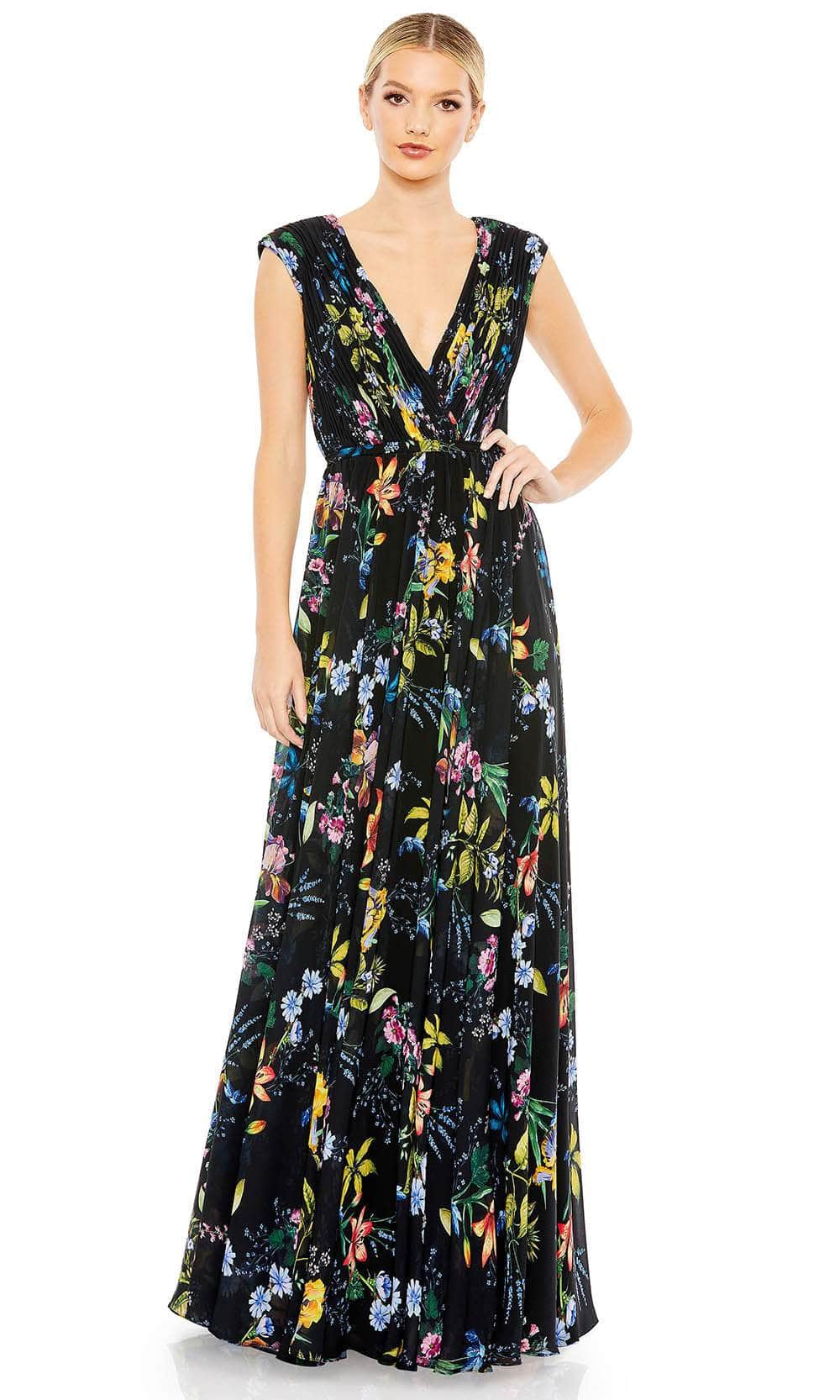Image of Ieena Duggal 55829 - Pleated Floral Evening Gown