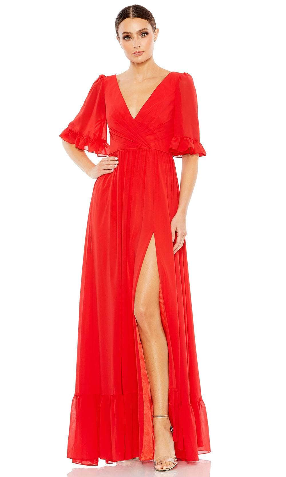 Image of Ieena Duggal 55867 - Ruffled Hem Flounce Sleeve Evening Gown