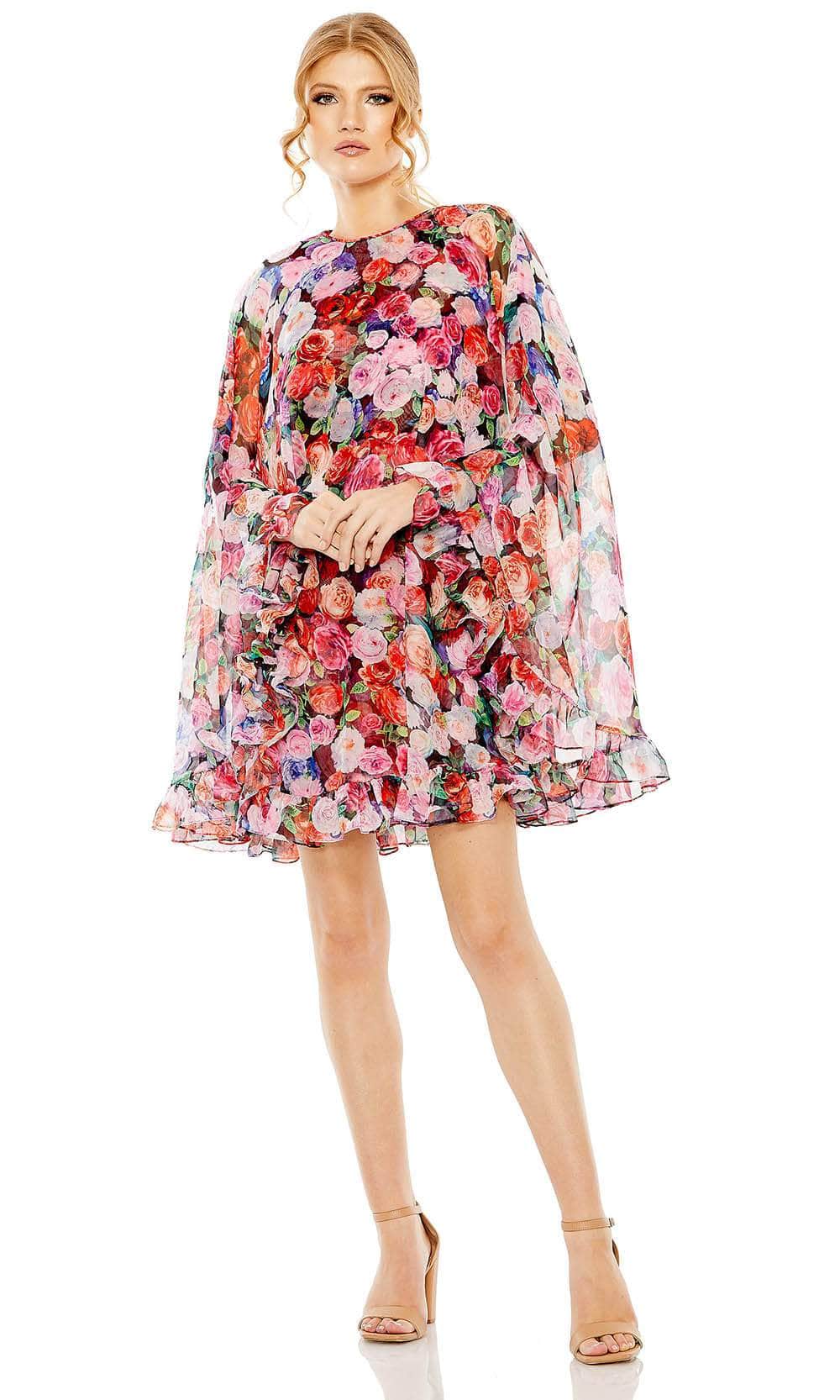 Image of Ieena Duggal 55931 - Floral Cape After Prom Dress