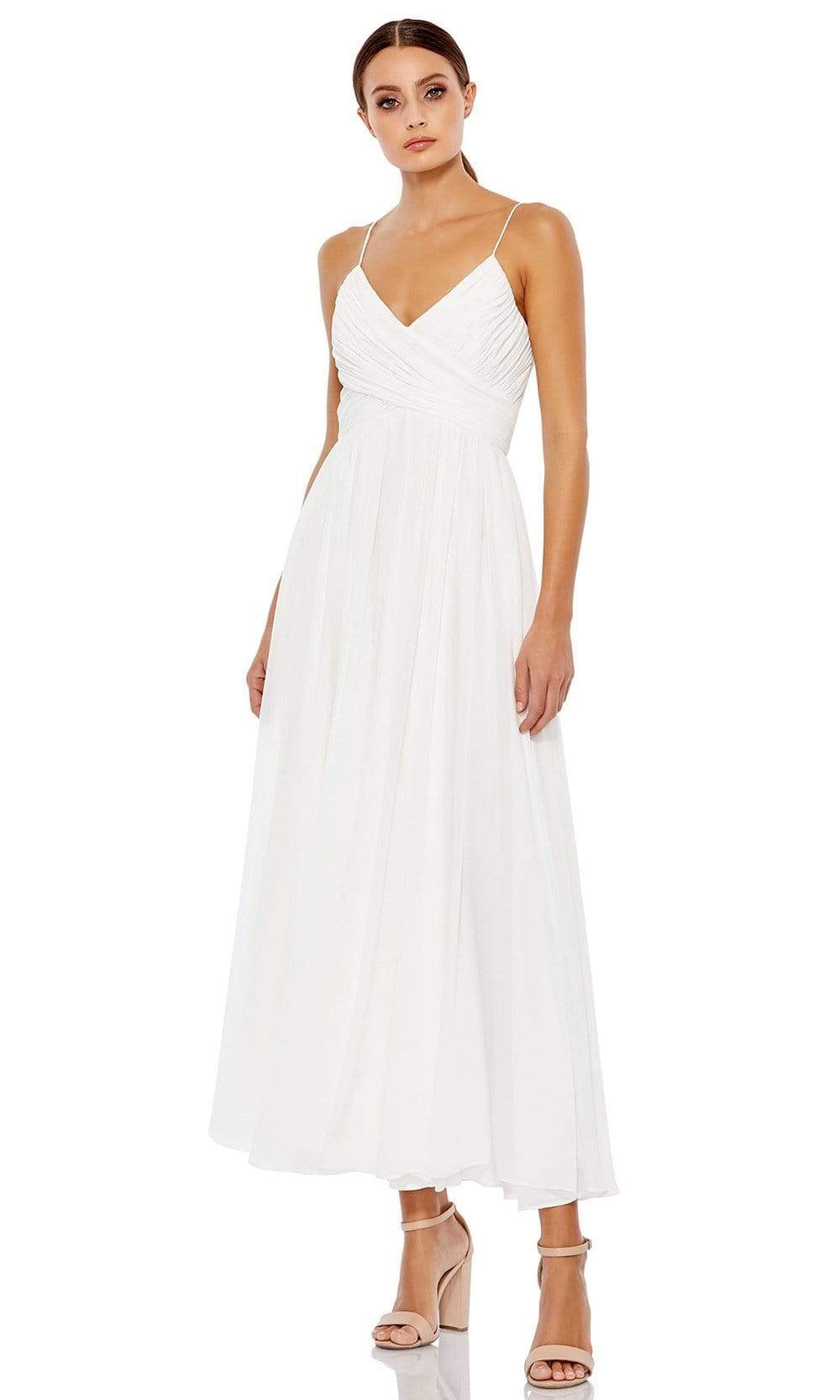 Image of Ieena Duggal - 70099 Flowy And Soft V Neck Long Dress