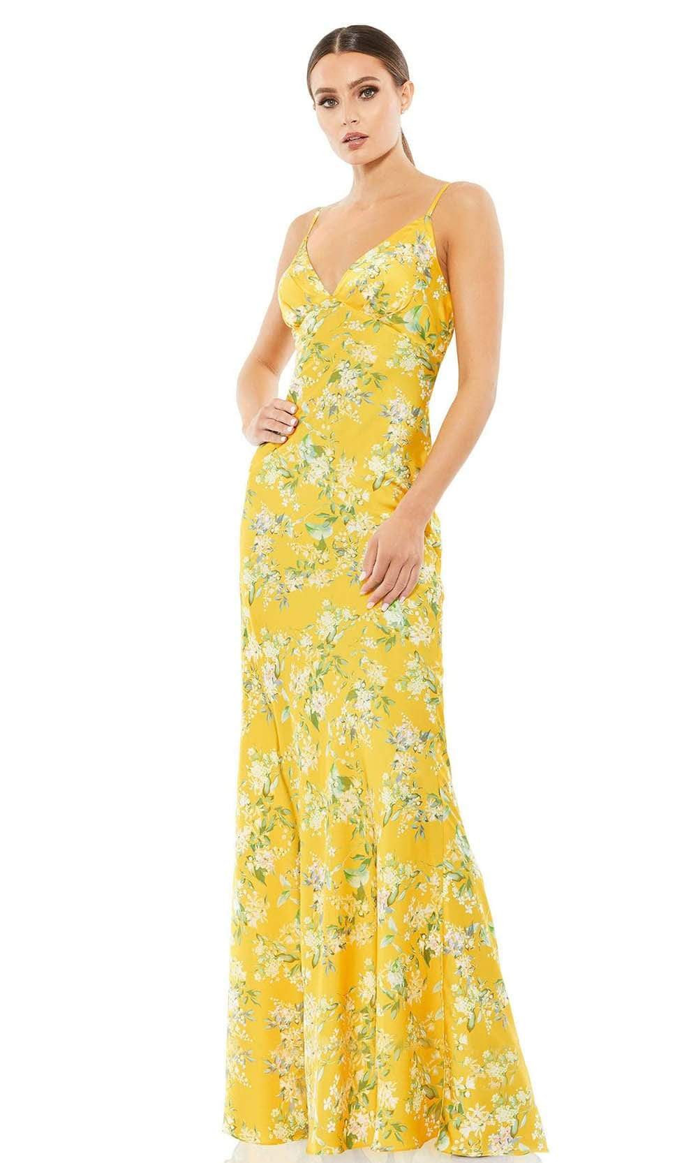 Image of Ieena Duggal - 70183I Floral Printed V Neck Fresh Dress
