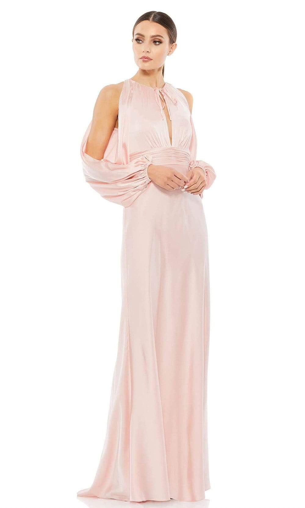 Image of Ieena Duggal - 70184I Split Blouson Sleeve Cutout Gown
