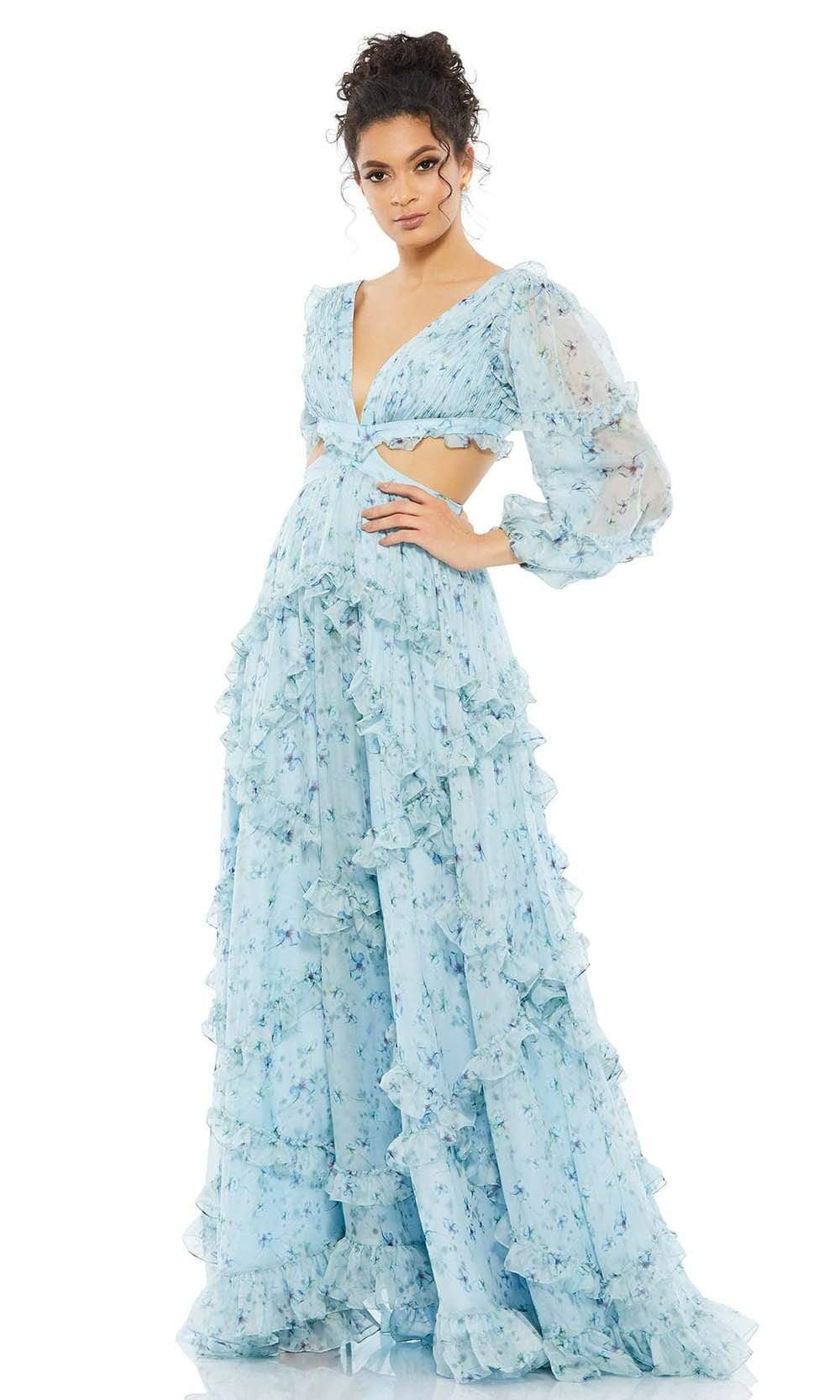 Image of Ieena Duggal - 70249I Ruffle Rich Floral Enchanting Dress