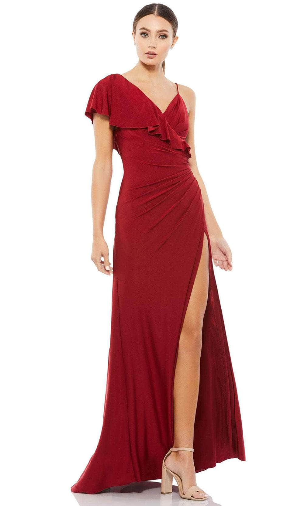 Image of Ieena Duggal A11257 - Flounced Sleeve Evening Dress
