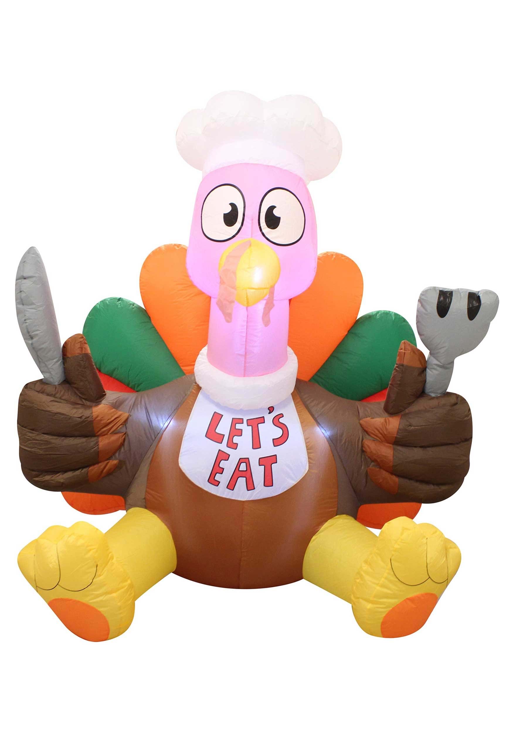Image of Inflatable 6FT Let's Eat Turkey Decoration ID JY30153-ST