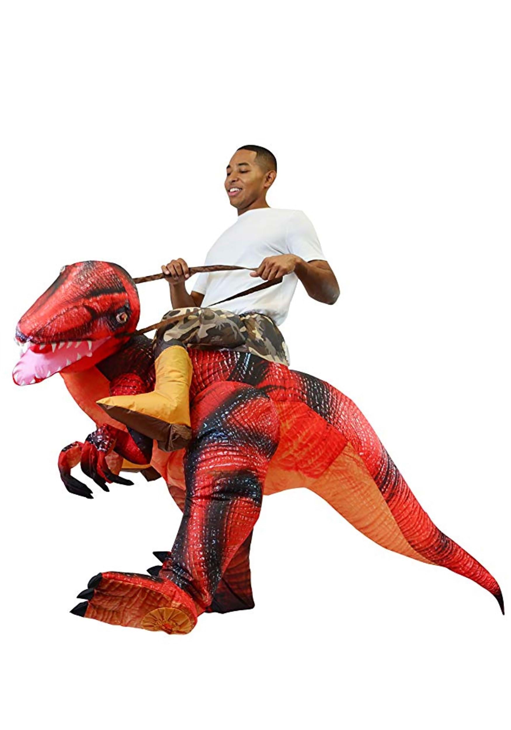 Image of Inflatable Adult Riding-A-Red Raptor Costume ID JY20089-ST