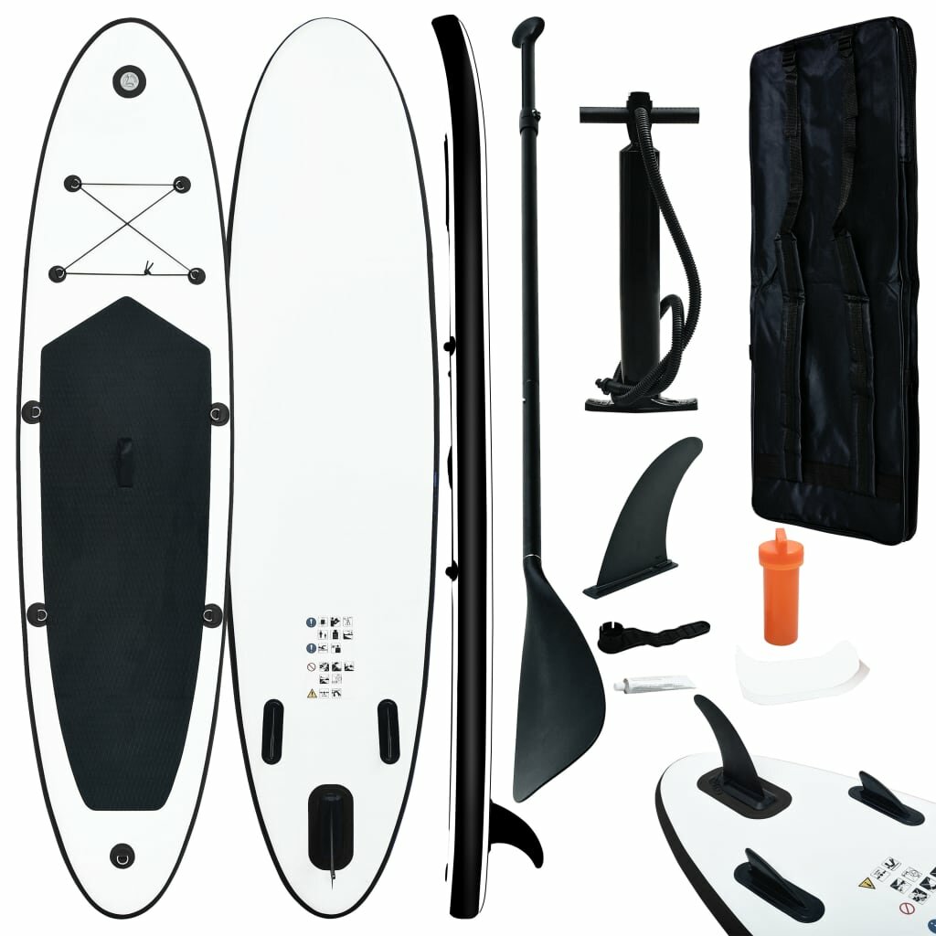 Image of Inflatable Stand up Paddle Board Set Long Size Stand Up Surfboard 360 x 81 x 10 cm Max Load 120kg Black and White