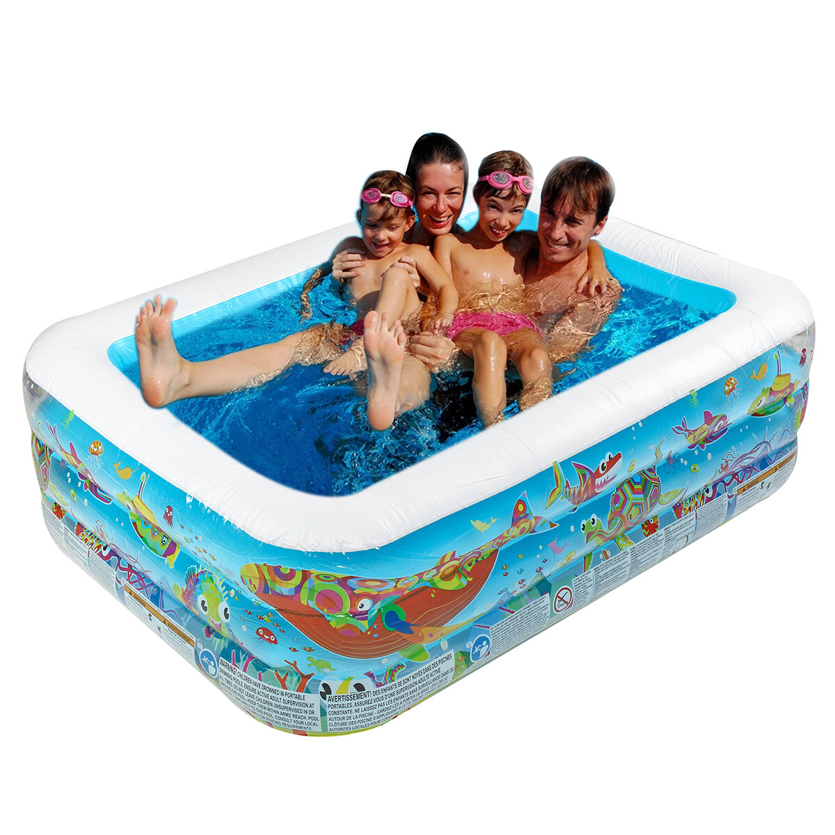 Image of Inflatable Swimming Pool Family Childrens Kids Baby Large Water Rectangular